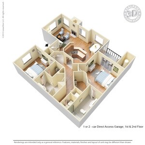 2 Bed 2 Bath 1267 SqFt (1165 Net) 2120 floor plan